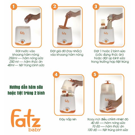 BH chính hãng 12 tháng - Máy hâm sữa đa năng 2 bình cổ rộng Fatzbaby FB3012SL