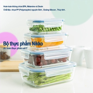 Hộp thủy tinh chịu nhiệt chữ nhật Nikko 370ml - 640ml -1040ml- 1520ml