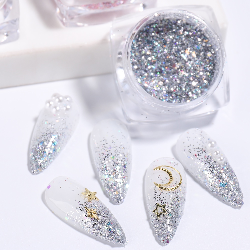 Set 6 Hộp Kim Tuyến Lấp Lánh Trang Trí Móng Tay