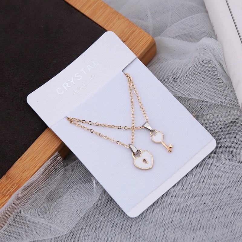 Set 2 Vòng cổ mặt ổ khóa trái tim thời trang cho cặp đôi