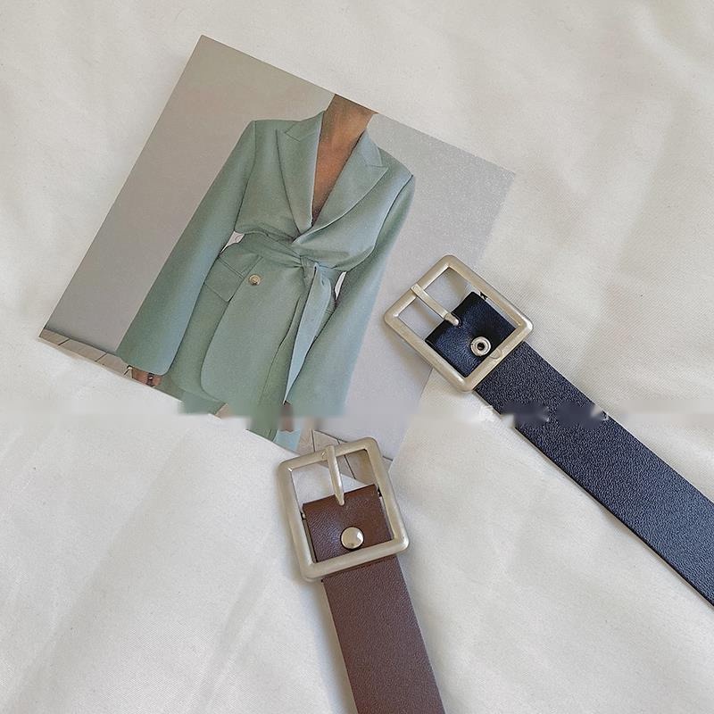Thắt Lưng Da Mềm Khóa Vuông Đơn Giản Phong Cách retro Thời Trang Cho Nữ