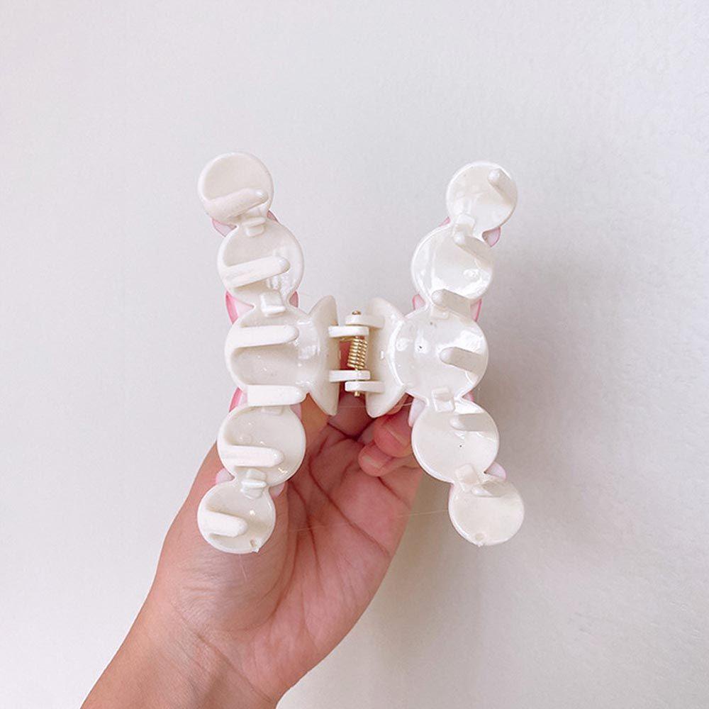 Kẹp Tóc Càng Cua Đính Nơ Trái Tim Bằng Acrylic Màu Hồng Xinh Xắn WMES15H Cho Nữ