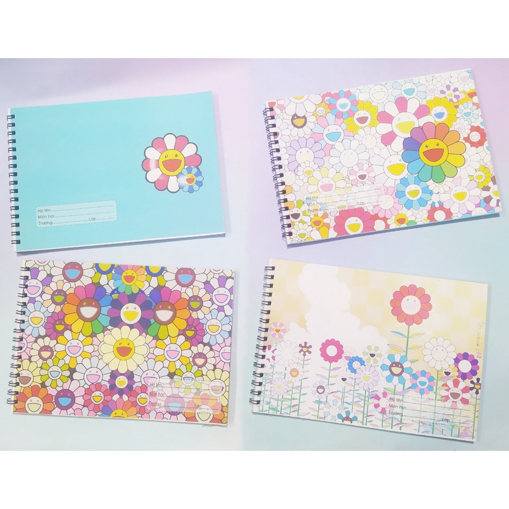 Vở vẽ siêu anh hùng lò xo A4 VV4I37 20 tờ KAWS hoa mặt trời hoạt hình cute dễ thương