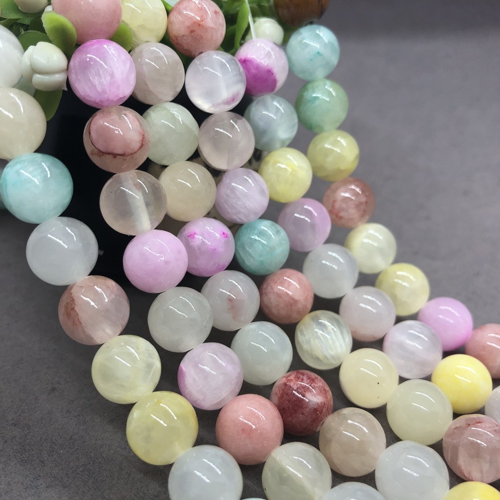 Đá chrysoprase tròn nhiều màu sắc kích thước 4-12mm dành cho làm trang sức thủ công