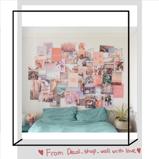 Khổ A4/ A5 Wall Collage dán tường trang trí decor phòng ngủ - theme Hồng đào