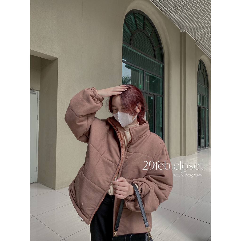 [Mã 2611THTRANG100K hoàn 10% xu đơn 99K] Áo khoác phao cổ dựng nhung lì có dây rút - 29feb.closet