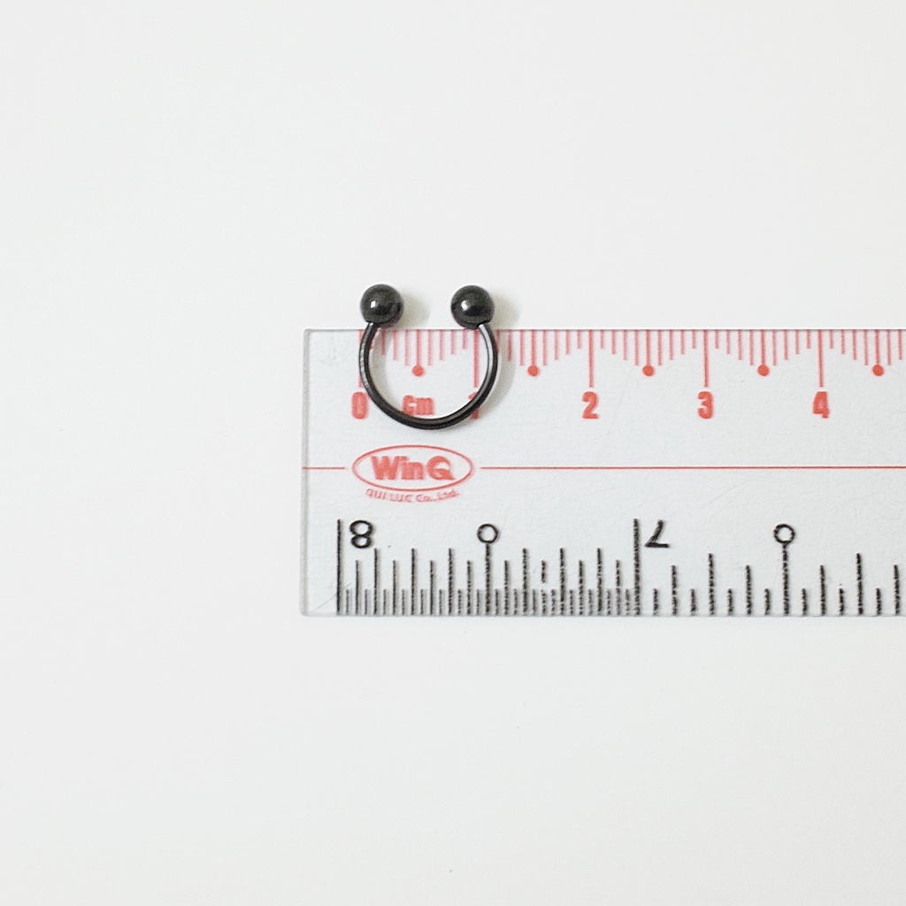 [ 1 Chiếc] Khuyên Tai Bông Tai Chữ U 2 Đầu Bi Tròn Nhiều Size Màu Đen Thép Y Tế Titan Thép Không Gỉ Cá Tính Phong Cách