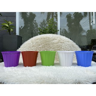 Bộ 5 Chậu Nhựa Trồng Cây Tròn Khía  (23x19cm Bền Chắc, Rất Đẹp Trang Nhã, Trồng Hoa Kiểng, Cây Ăn Trái - Hàng VNXK