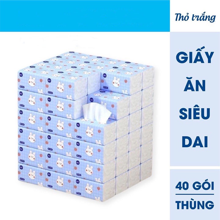 Thùng 40 Gói Giấy Ăn Rút Hình Thỏ Nội Địa Trung