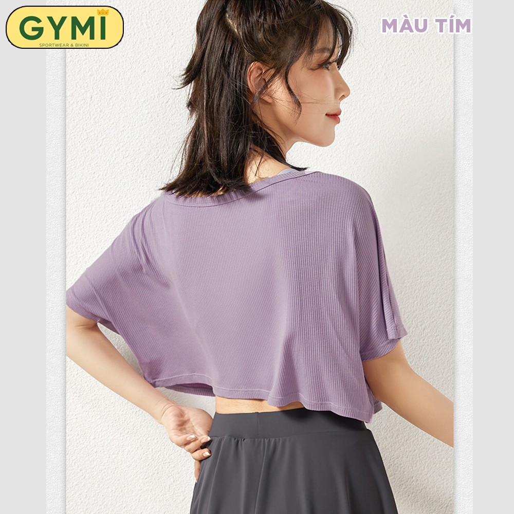 Áo tập gym yoga nữ dáng rộng GYMI AT02 dáng croptop tanktop chất liệu thun gân co giãn 4 chiều thoải mái