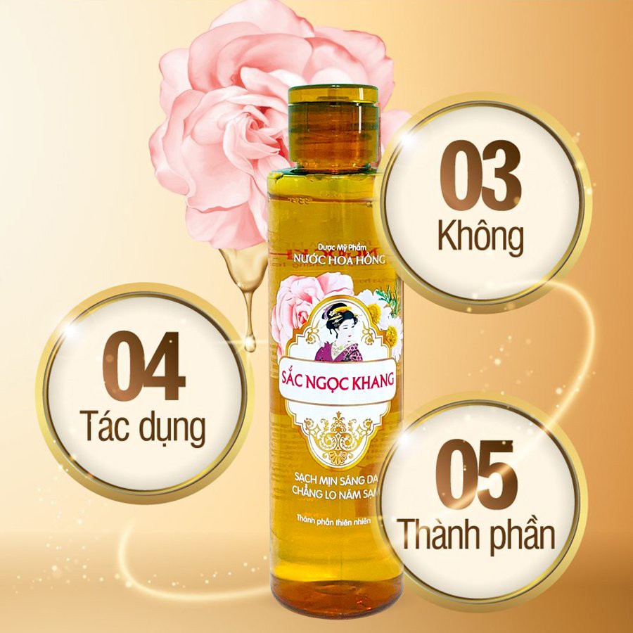 Nước hoa hồng Sắc Ngọc Khang 145ml giúp cân bằng độ pH, dưỡng da và làm sạch sâu.