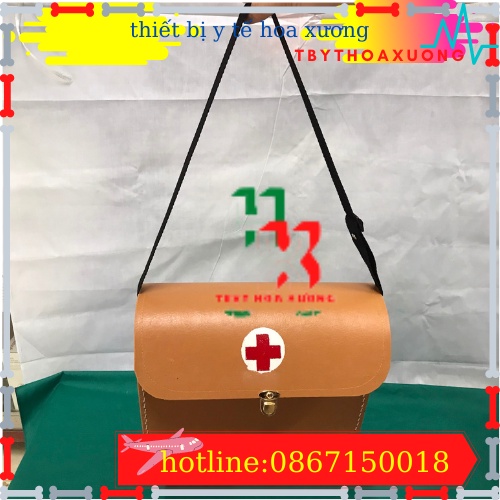 [Hàng Việt Nam]Túi Cứu Thương Y Tế Chữ Thập Cỡ Trung 29X22X10 - Màu Da Bò