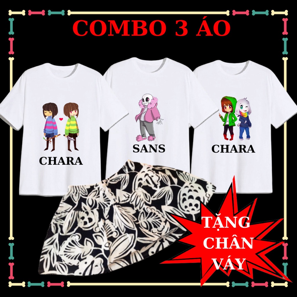 Combo 3 Áo Chara bé gái tay ngắn đủ size áo Tặng chân váy cotton xịn xò cho bé gái