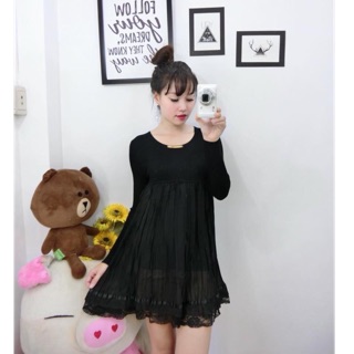 🧚‍♀️ Đầm len kiểu xoè tay dài free size dưới 55kg