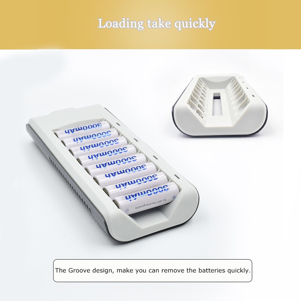 [Coco] PALO 8 Slots Smart Intelligence Battery Charger Charging Station Port for AA/AAA Batteries with LED Indicator