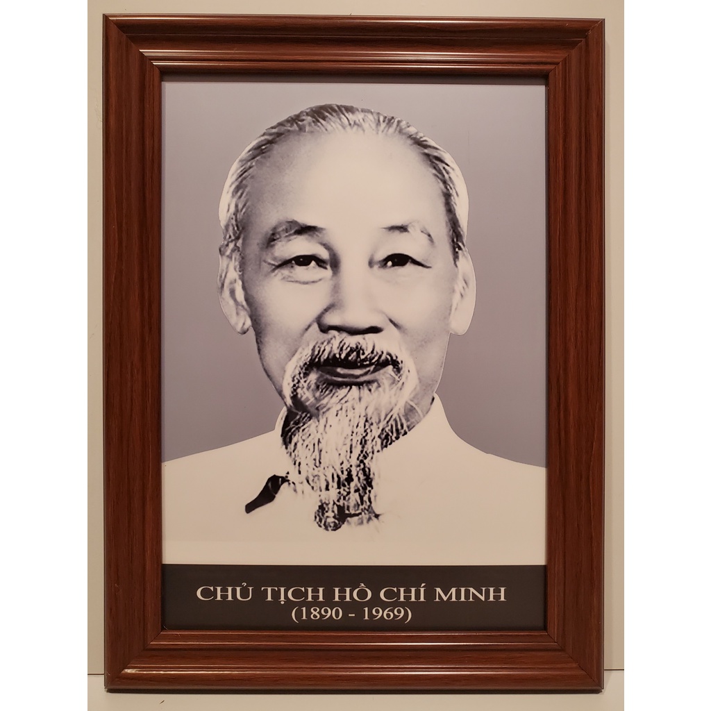 Ảnh in dầu đen trắng - Chân dung Bác Hồ Kính yêu (KT 38*51cm ...