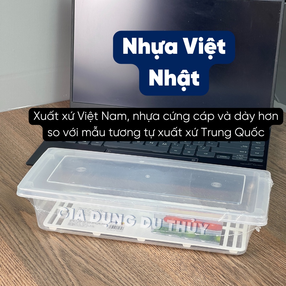 Hộp nhựa đựng thực phẩm tủ lạnh trong suốt có khay thoát nước chống đọng nước - Hộp đựng thực phẩm 6586 nhựa Việt Nhật