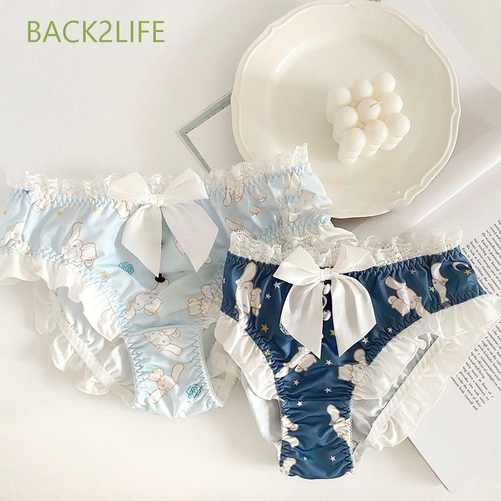 Quần Lót Cotton Không Đường May Viền Ren In Họa Tiết Hoạt Hình Dễ Thương Cho Nữ