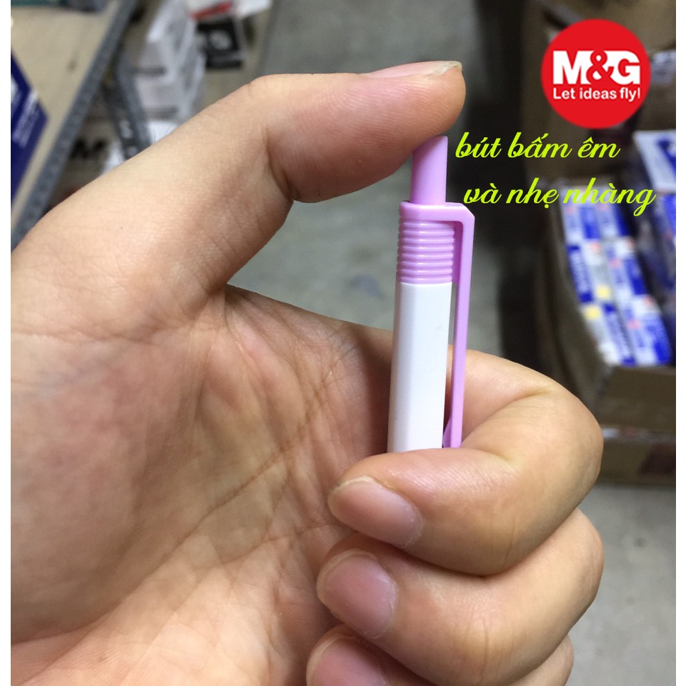 Bút bi nét mảnh thân tam giác mực dầu ABPW30R3 hộp 40 cây vỏ pastel ngòi 0.5 mực xanh viết êm trơn hàng chính hãng M&G