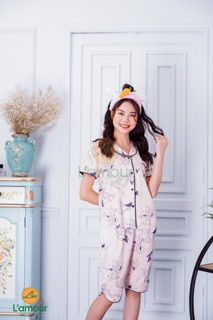 Bộ Lụa hoạ tiết hoa và én - Lửng