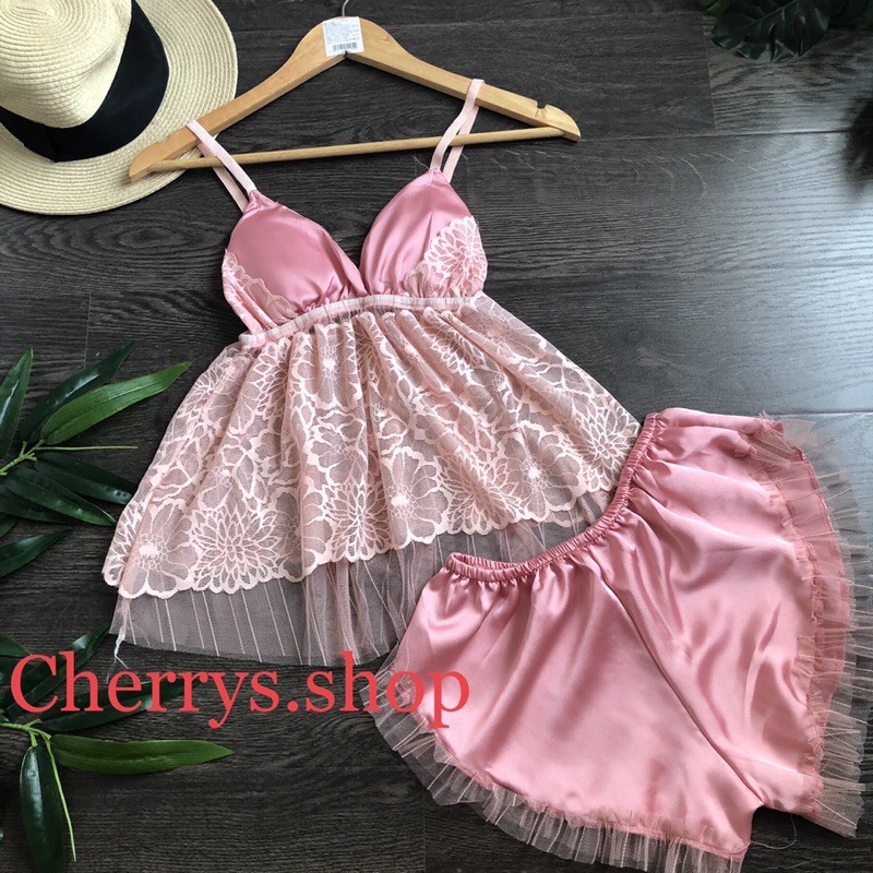 [Mã WAMT2405 giảm 10k đơn 0k] set đồ bộ lụa satin áo hai dây đùi sexy fom dưới 58 kg siêu hot