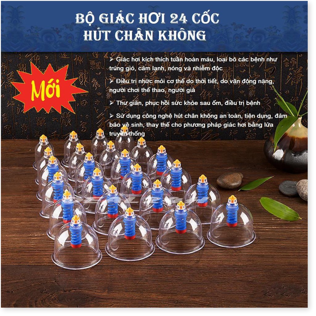 Bộ giác hơi 24 ống không dùng lửa 🔥 hút chân không cao cấp ⚡ Freeship ⚡ 24 phụ kiện ⚡ Bảo hành uy tín