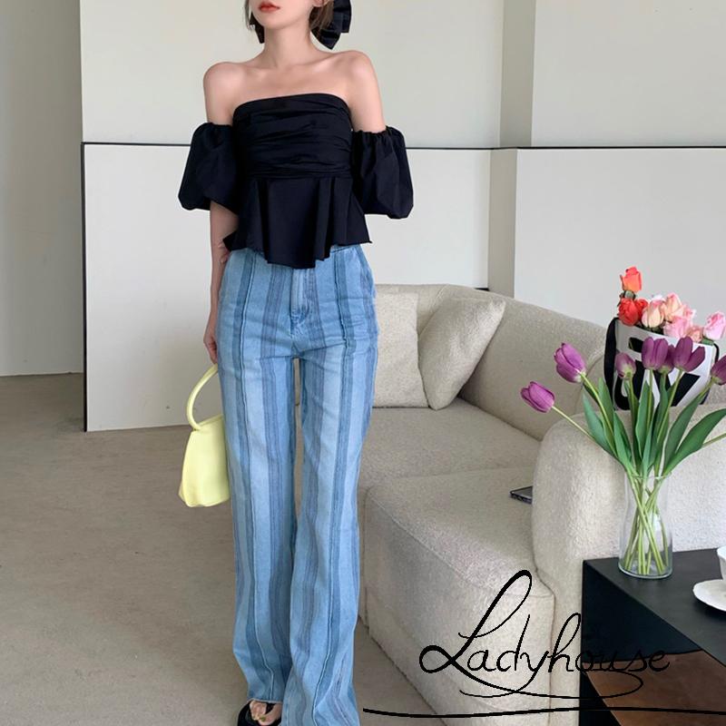 Áo Croptop Trễ Vai Tay Ngắn Dáng Ôm Thời Trang Mùa Hè Quyến Rũ Cho Nữ