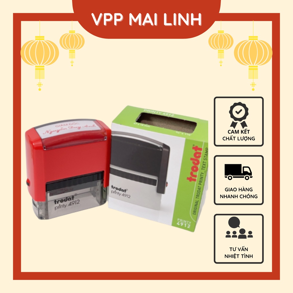 Con Dấu Chức Danh Kèm Tên TRODAT printy 4912 Dấu Theo Yêu Cầu Siêu Nét Rõ Chữ