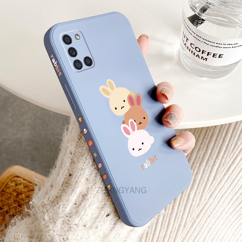 ốp lưng Samsung a31 a51 a71 Ốp Điện Thoại TPU Silicone Hình Ba Chú Thỏ Đáng Yêu Kèm Dây Đeo Cho Samsung a31 a51 a71