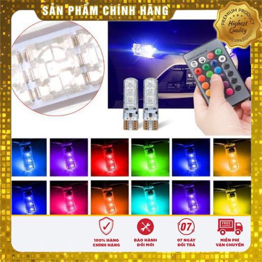 ⚡️REMOTE⚡️ Bộ 02 Đèn Led T10 Demi 16 Màu - Nhiều Chế Độ Sáng - Đổi Màu Nhấp Nháy (Loại 1 / Loại 2)