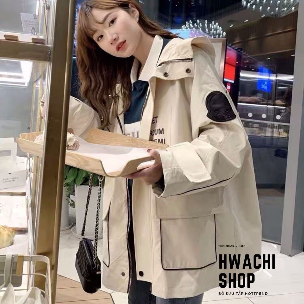 Áo khoác kaki ERT 2 lớp dáng rộng kèm mũ in chữ khóa kéo 4 màu G033 | BigBuy360 - bigbuy360.vn