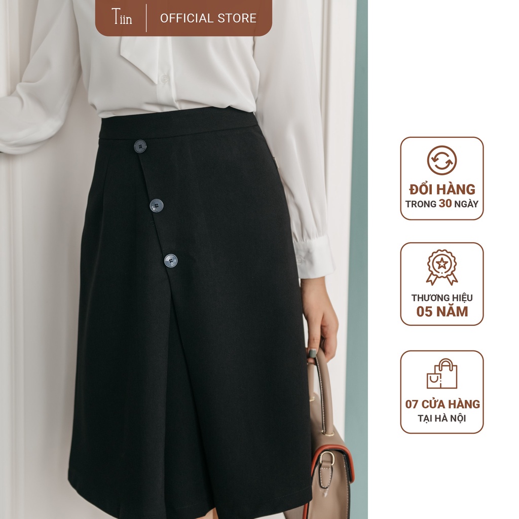 Chân váy dáng A ly súp 3 khuy TIIN STORE CHD032