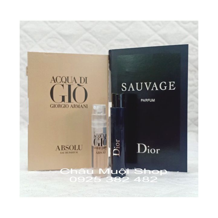 Combo 2 Mẫu Thử Nước Hoa Dior Sauvage -1ml  - Acqua Di Giò Absolu - 1.2 ml For Men