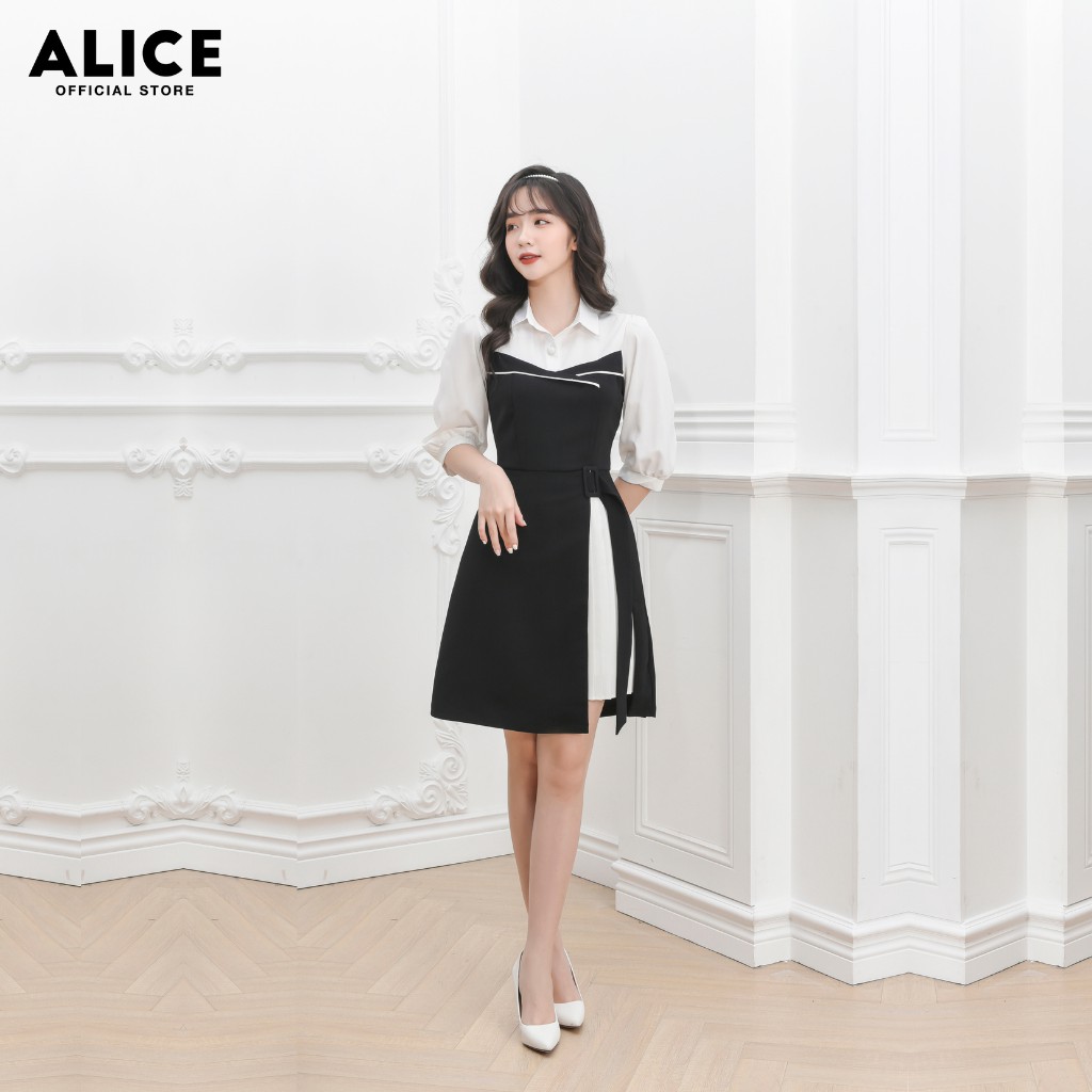 Đầm Suông Công Sở Nữ Đẹp ALICE Thiết Kế Cổ Sơ Mi Chân Váy Phối Dập Ly Sang Trọng, Thanh Lịch V691 | BigBuy360 - bigbuy360.vn