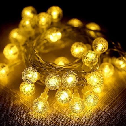 Dây Led Trang Trí Pha Lê Trong Suốt, TẶNG KÈM PIN. Cherry Ball trang trí màu sáng ấm – HUTA shop