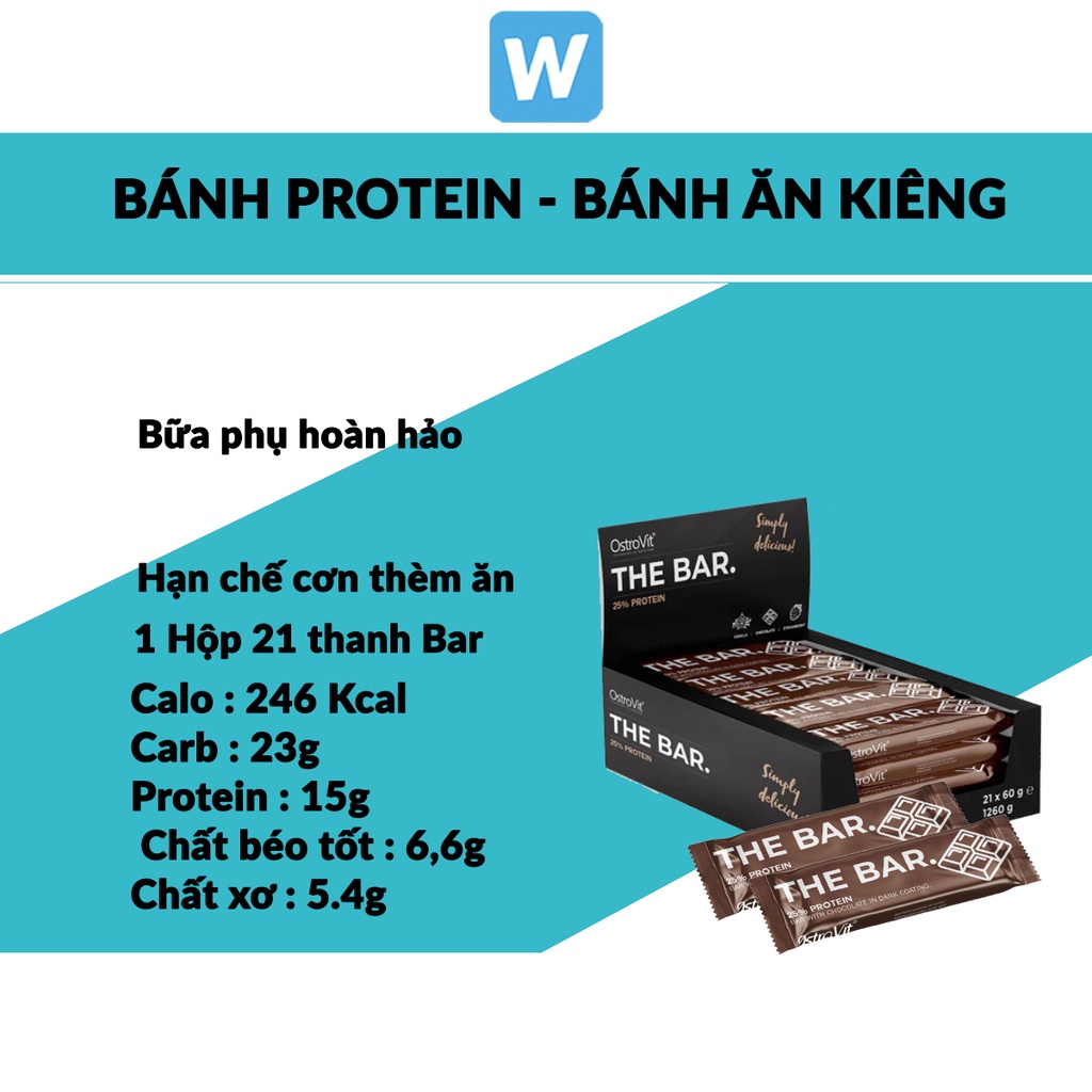 BÁNH PROTEIN ĂN KIÊNG OSTROVIT THE BAR PROTEIN CRUNCH BAR 21 THANH, FREE SHIP