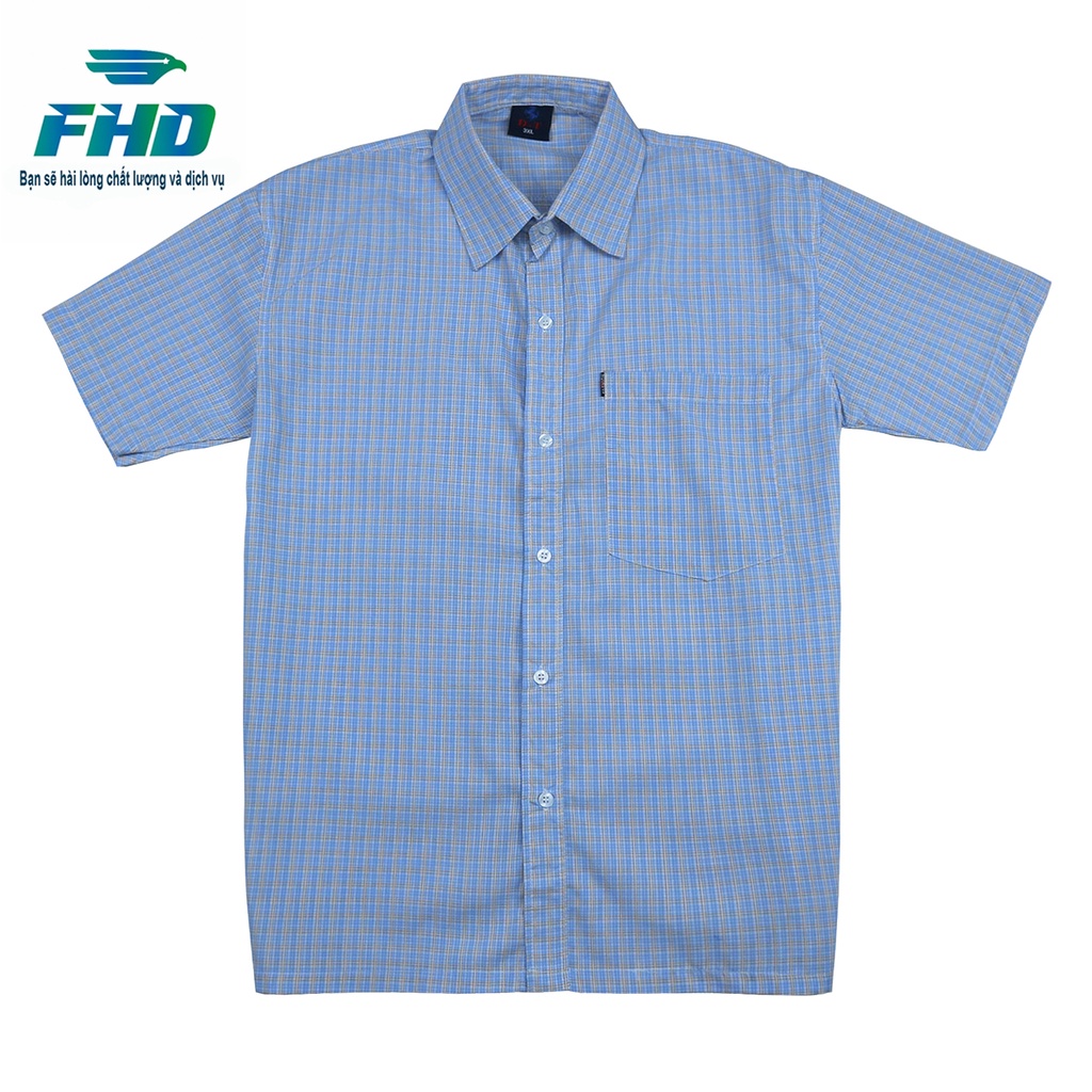 Áo sơ mi nam trung niên tay ngắn chất vải kate mềm mịn, đường may kỹ lưỡng, form rộng từ 45-80Kg FHDA014