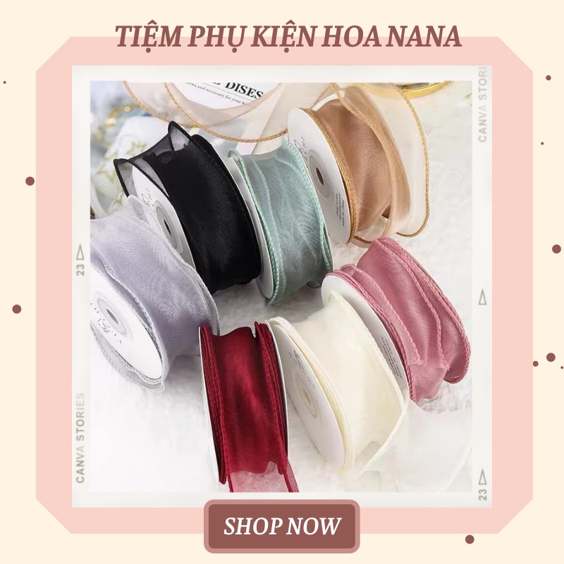 Dây Ruy Băng Voan Sóng Trơn, Bản 3cm, Viền Đẹp, Trang Trí Quà Tặng - Bó Hoa - Làm Nơ