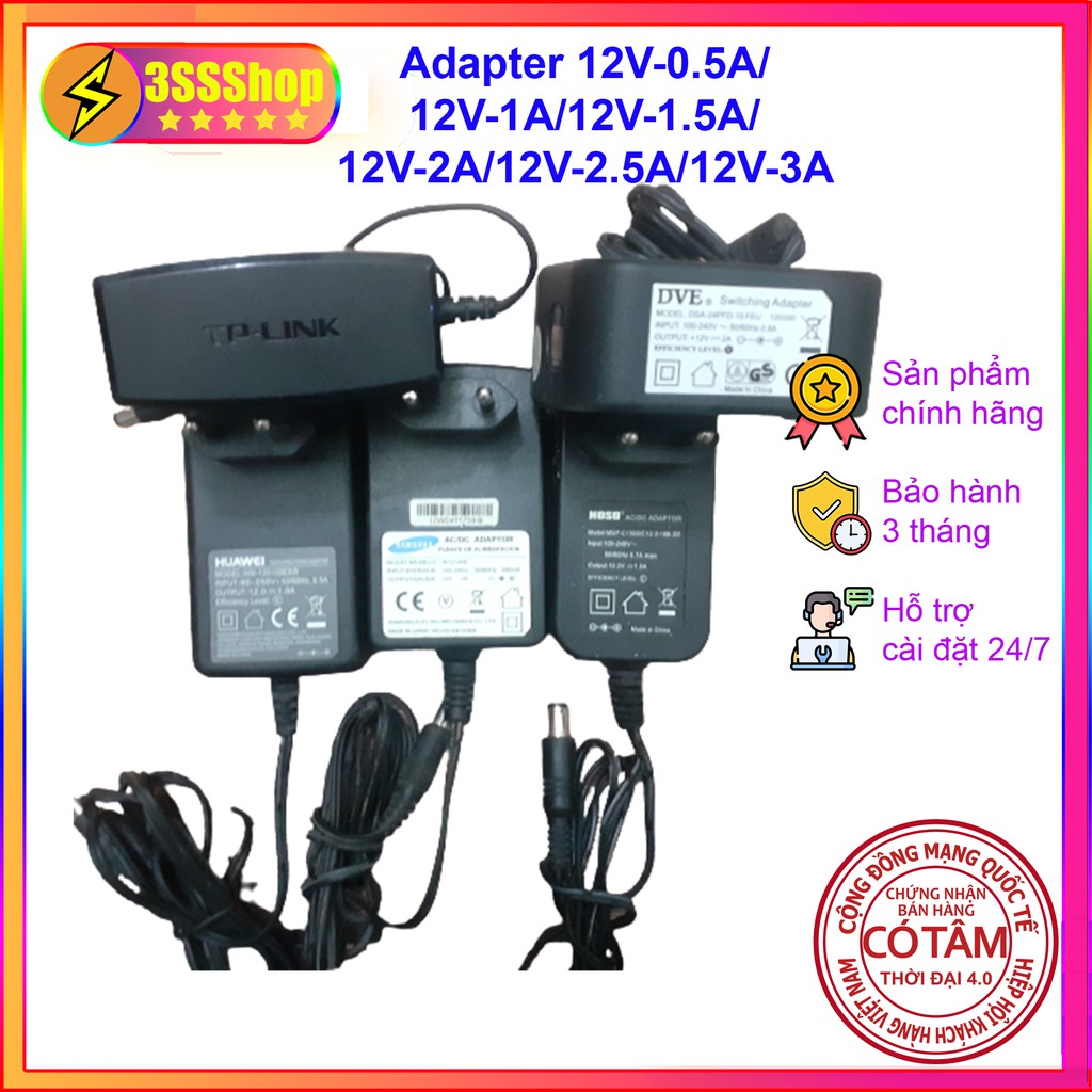 Nguồn Adapter 12V 0.5A 1A 1.5A 2A đủ công suất hàng chất lượng tốt