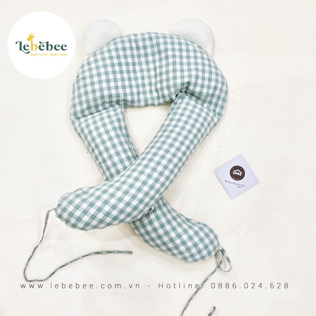 Gối chặn vỏ đỗ chữ U OME họa tiết caro giúp bé ngủ ngon – Lebebee