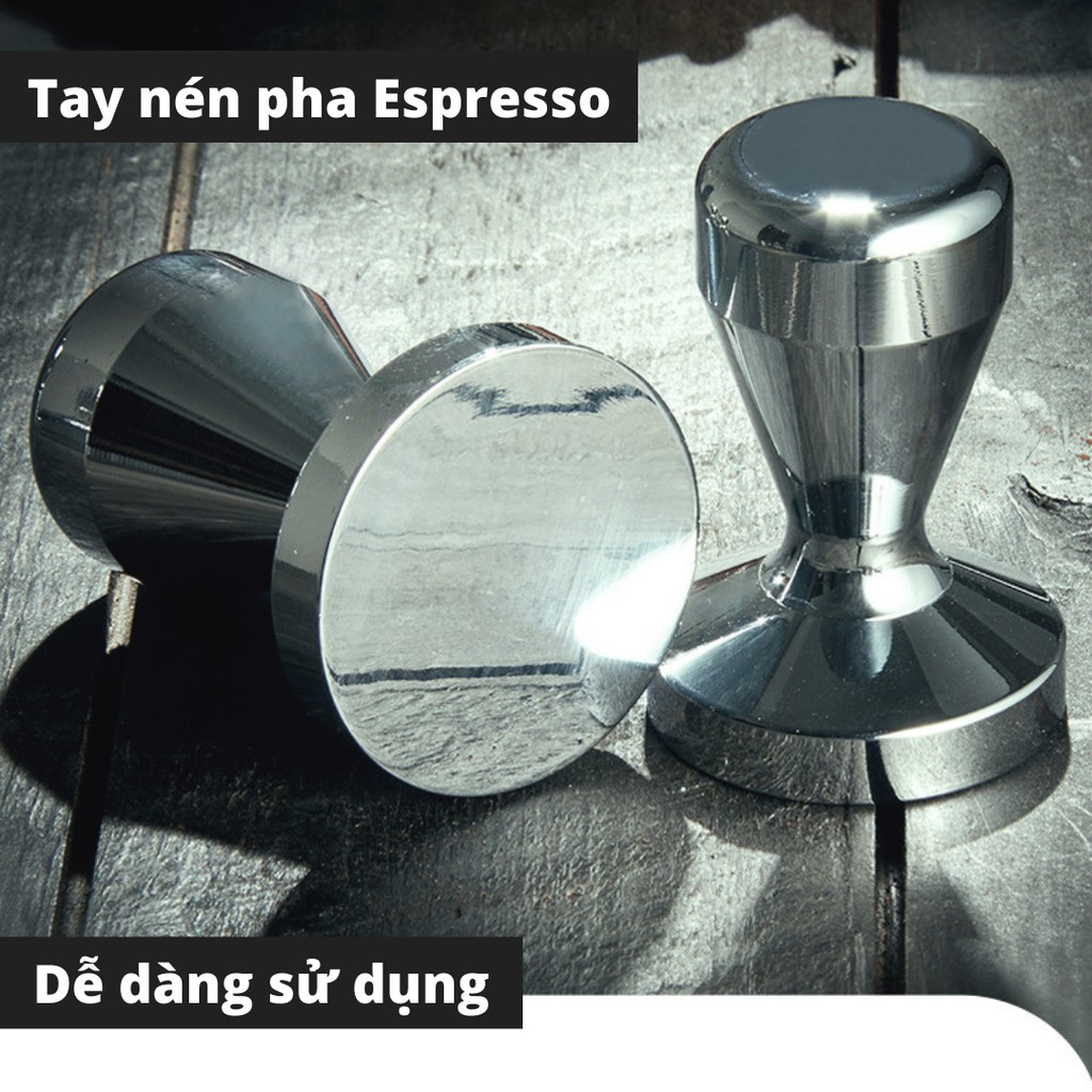 Tamper Tay Nén dụng cụ nén cà phê 3 lưỡi pha Espresso cafe Arabica Inox cao cấp tay nén café đường kính 51-53-58mm