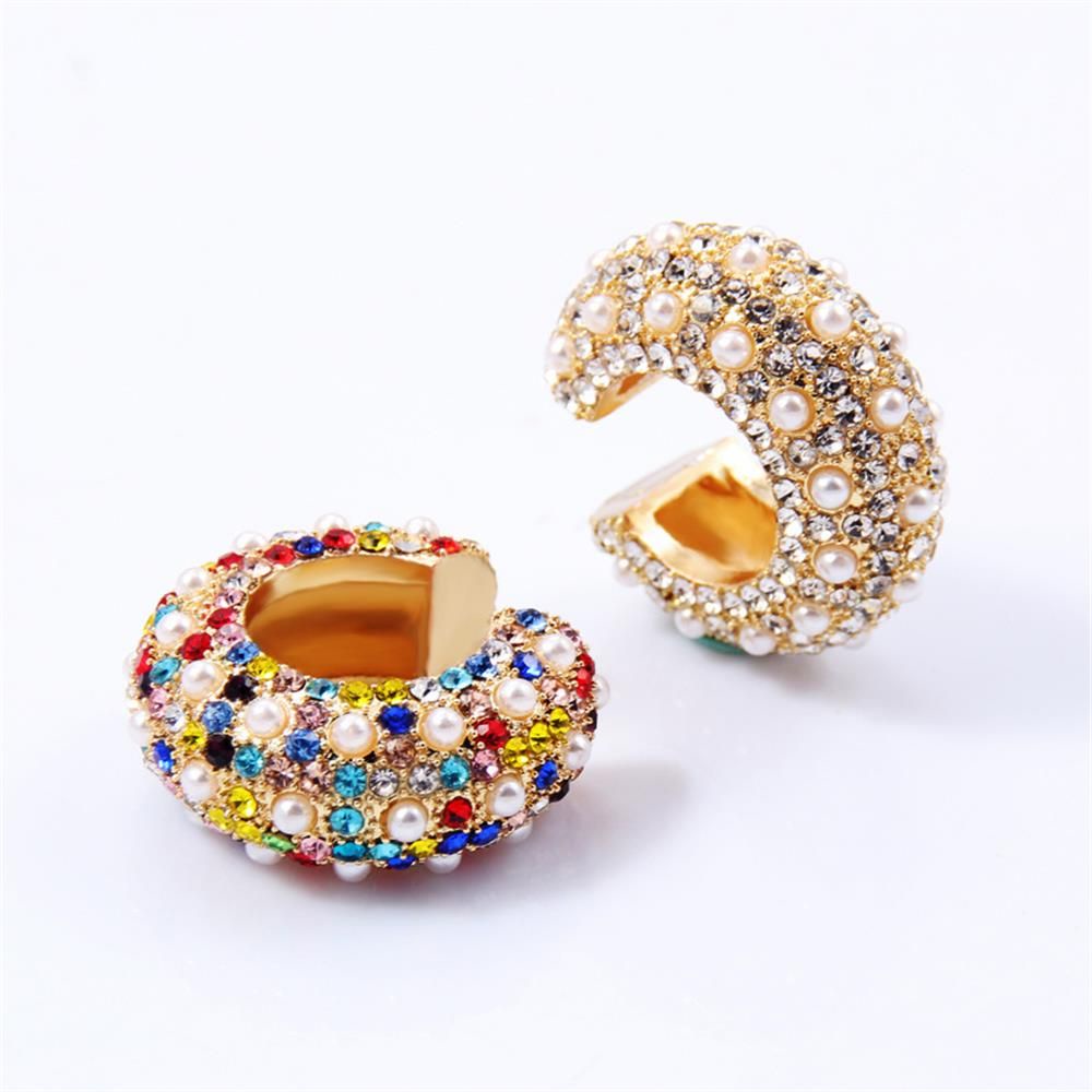 Khuyên vành tai dáng chữ C đính đá zirconia không xỏ lỗ thời trang cho nữ