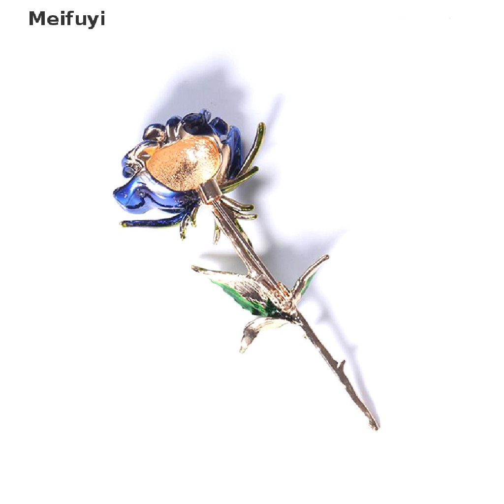[Meifuyi] Fashion Enamel Rose Flower Lapel Brooch Scarf Pin Wedding Women Jewelry Gift COD
