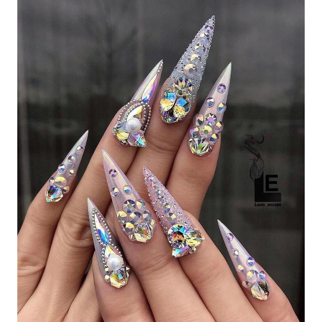 Set 100 Viên Đá Kiểu Chân Bằng Đính Móng
