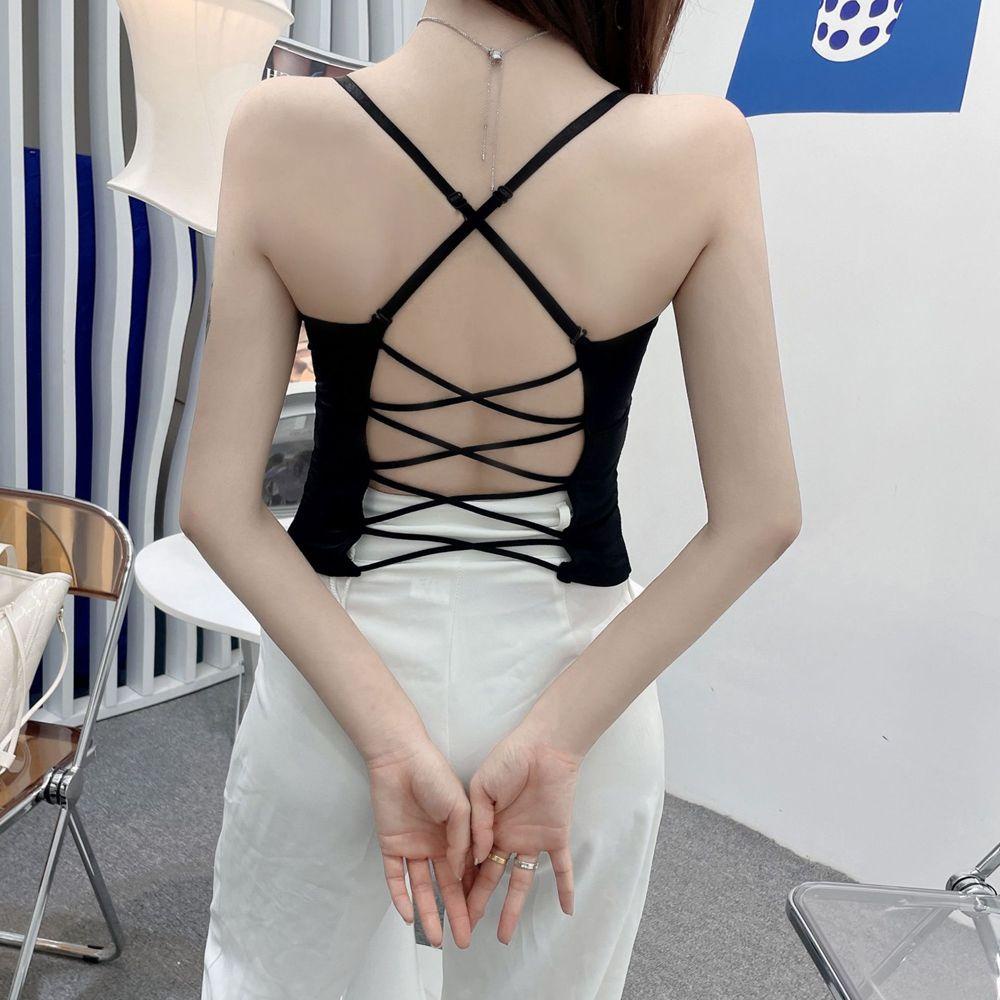 Áo Sát Nách Hở Lưng Bằng Cotton Thoáng Khí Thời Trang Mùa Hè Cho Nữ