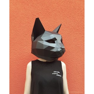 Bộ kit Mô hình giấy 3D mặt nạ mèo, mẫu tập vẽ hình họa, trang trí nhà cửa, shop thời trang