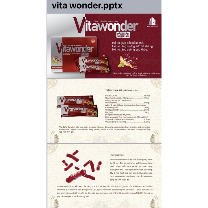 Hộp 20 gói Vitawonder bồi bổ cơ thể, tăng cường sức khỏe và sức đề kháng