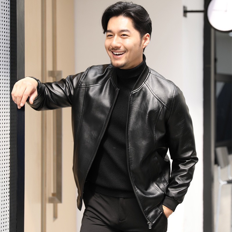 Áo Khoác Da nam LÓT LÔNG, DA PU nhập khẩu, chống bóng tróc, kiểu áo bomber cá tính