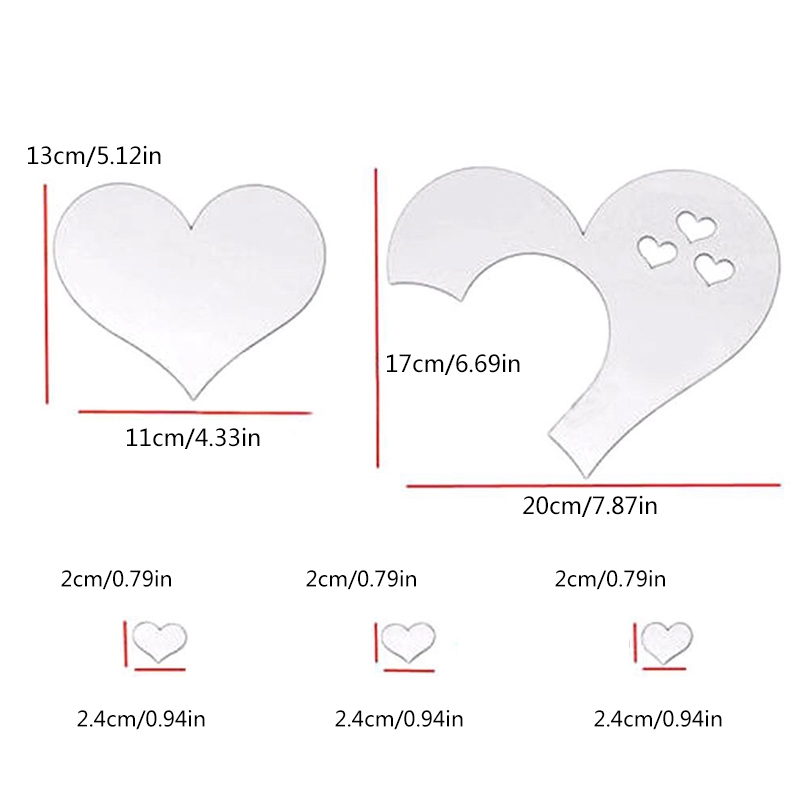 3D Heart Mirror Wall Sticker DIY Bedroom Acrylic Home Decor