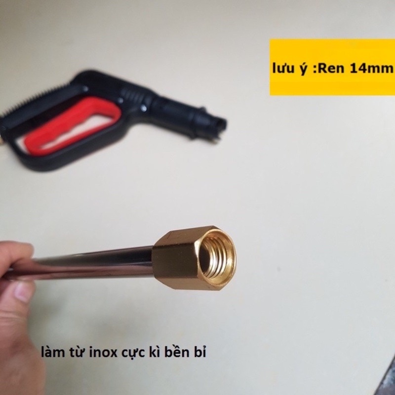 Súng xịt rửa xe loại tốt loại dài ren ngoài 14mm,22mm cho máy xịt áp lực cao, vòi xịt rửa xe áp lực cao